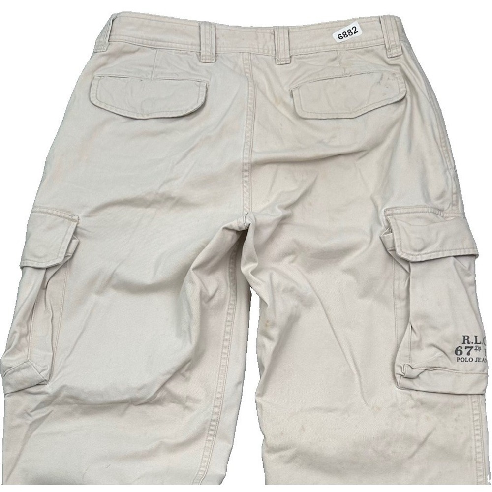 Polo Ralph Lauren Cargo Pants Men 32x30 Cream Baggy Y2K VTG Military Skater Army